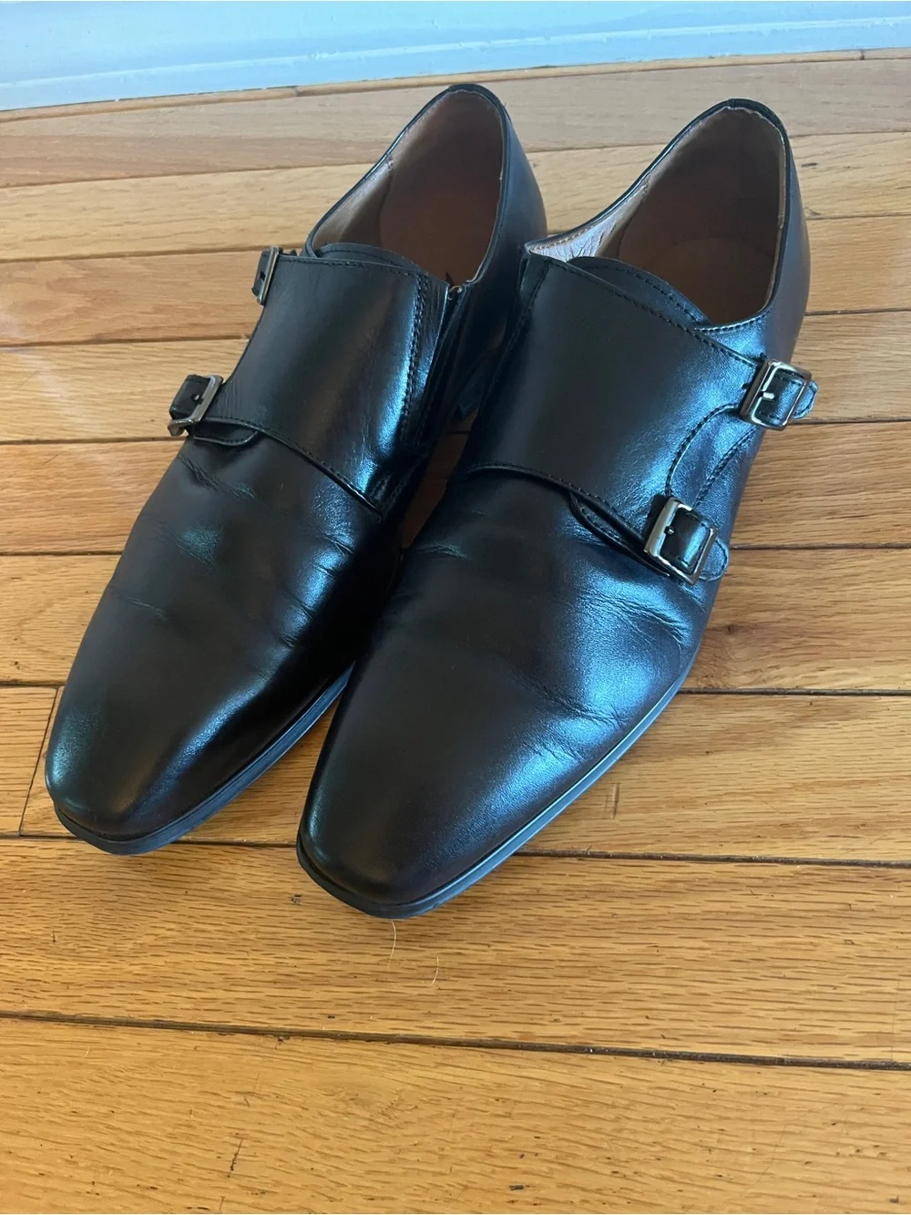 Aldo Men's Black Double Monk Strap Leather Shoes